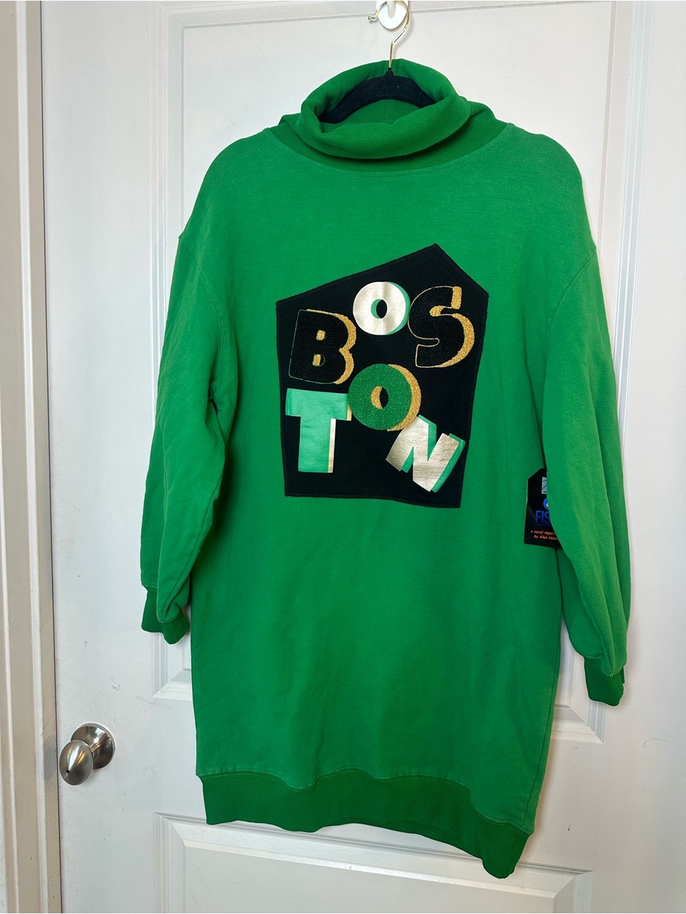 NEW FISLL NBA Boston Celtics Premium Fleece Turtleneck Neck Sweatshirt Dress, M
